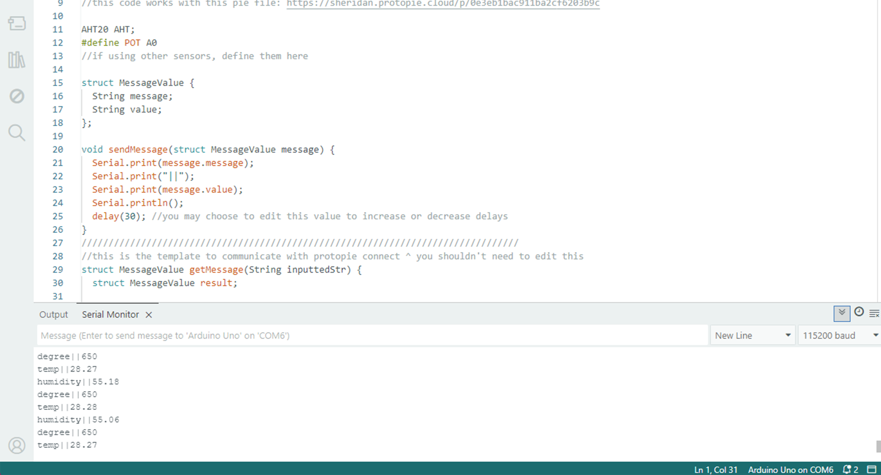 We explored Arduino's motherboard sensors by blowing and touching them to see how the humidity and temperature values changed when we ran the code. Prior to this, we made some adjustments, such as turning on the serial monitor to see the values and adjusting the baud rate. 